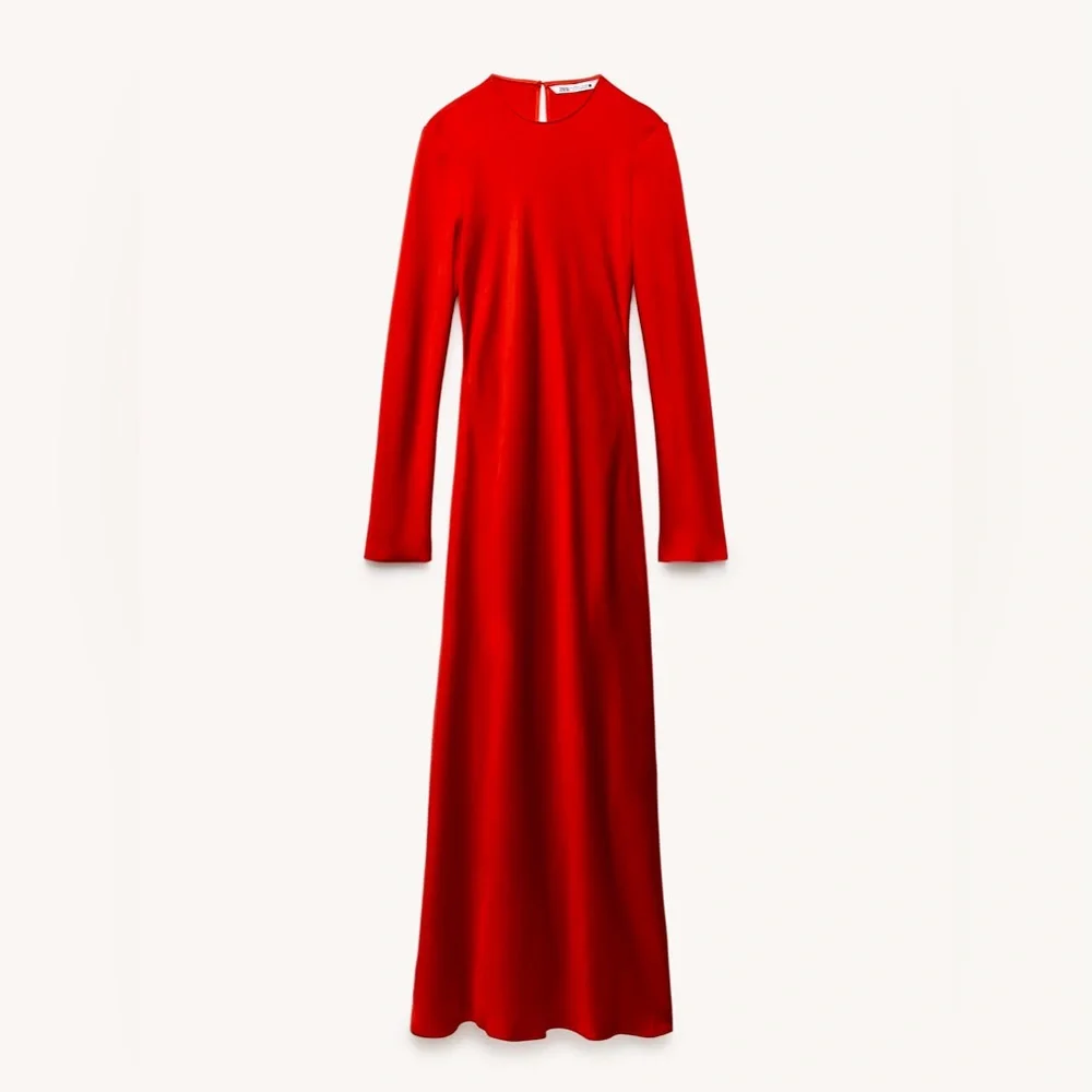 ZARA NWT RED DRESS BACK V-NECK ZW COLLECTION - Picture 7 of 13
